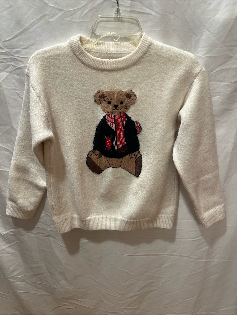 Cream Teddy Bear Knit Sweater - Classic Cozy Style
